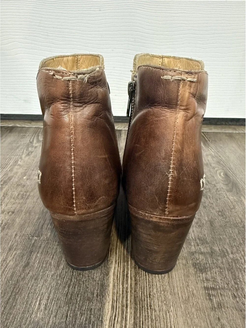 Bed Stu Yell Womens Two Tone Brown Leather Cobbler Made Ankle Boots Sz 8.5